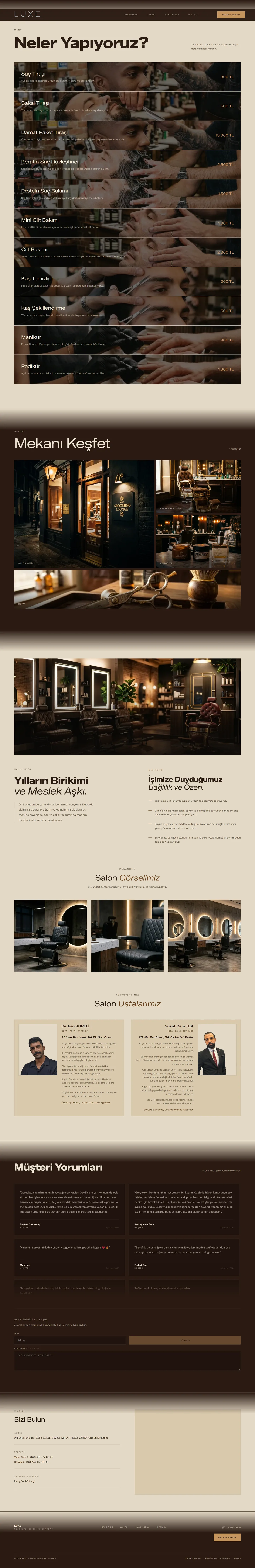 LUXE Erkek Kuaförü canlı web sitesi ekran görüntüsü